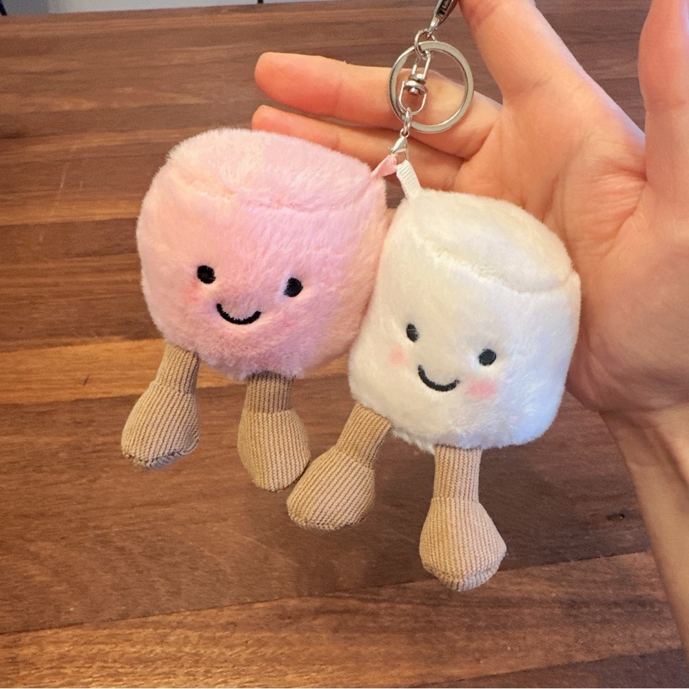 Pair of Marshmallows Plush Keychain Cute Kawaii Bag Charm Gift New - Picture 5 of 7